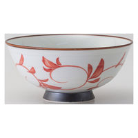 西海陶器 渕錆唐草 飯碗 中・赤 73764 1箱(5個入)（直送品）