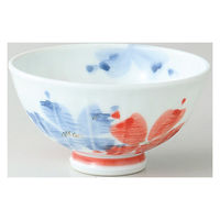 西海陶器 呉須花絵 軽量飯碗 中・赤 32008 1箱(5個入)（直送品）