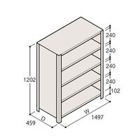 アズワン 軽量棚 ERR密閉型 H1200×W1500×D450 有効棚 4段 67-5245-92 1個（直送品）