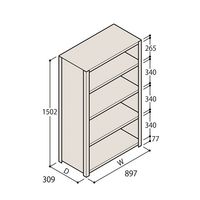 アズワン 軽量棚 ERR密閉型 H1500×W900×D300 有効棚 4段 67-5246-10 1個（直送品）