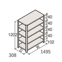 アズワン 軽量棚 ERR開放型 H1200×W1500×D300 有効棚 4段 67-5241-29 1個（直送品）