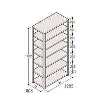 アズワン 軽量棚 ERR開放型 H1800×W1200×D600 有効棚 6段 67-5242-13 1個（直送品）