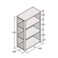 アズワン 軽量棚 ERR金網型 H1500×W1500×D600 有効棚 3段 67-5243-49 1個（直送品）