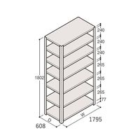 アズワン 軽量棚 ERR開放型 H1800×W1800×D600 有効棚 6段 67-5242-19 1個（直送品）