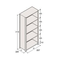 アズワン 軽量棚 ERR密閉型 H2100×W900×D300 有効棚 4段 67-5246-94 1個（直送品）