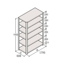 アズワン 軽量棚 ERR開放型 H1500×W1800×D600 有効棚 5段 67-5241-70 1個（直送品）