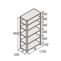 アズワン 軽量棚 ERR開放型 H1800×W1200×D450 有効棚 5段 67-5241-99 1個（直送品）