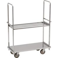 テックサス オールステンレス棚台車 1220×505 SUSφ150ウレタン車 メッシュ棚1段 TD-1250D-MT1 1台（直送品）