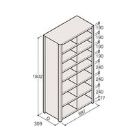 アズワン 軽量棚 ERR仕切型 H1800×W900 ×D300 有効棚 7段 2分割 67-5245-55 1個（直送品）