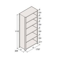 アズワン 軽量棚 ERR密閉型 H2100×W1800×D300 有効棚 5段 67-5247-16 1個（直送品）