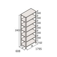 アズワン 軽量棚 ERR開放型 H2400×W1800×D600 有効棚 6段 67-5243-16 1個（直送品）
