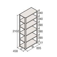 アズワン 軽量棚 ERR開放型 H2100×W900×D450 有効棚 5段 67-5242-45 1個（直送品）