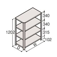 アズワン 軽量棚 ERR開放型 H1200×W1200×D450 有効棚 3段 67-5241-15 1個（直送品）