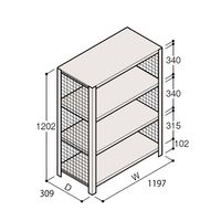 アズワン 軽量棚 ERR金網型 H1200×W1200×D300 有効棚 3段 67-5243-20 1個（直送品）
