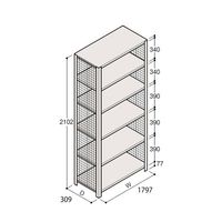 アズワン 軽量棚 ERR金網型 H2100×W1800×D300 有効棚 5段 67-5244-59 1個（直送品）