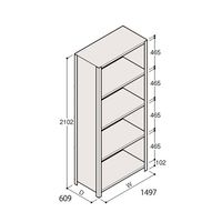 アズワン 軽量棚 ERR密閉型 H2100×W1500×D600 有効棚 4段 67-5247-03 1個（直送品）