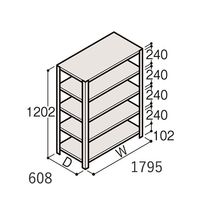 アズワン 軽量棚 ERR開放型 H1200×W1800×D600 有効棚 4段 67-5241-34 1個（直送品）