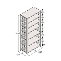 アズワン 軽量棚 ERR金網型 H2100×W1200×D450 有効棚 6段 67-5244-66 1個（直送品）