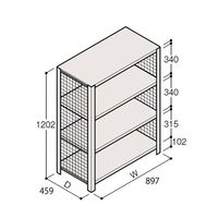 アズワン 軽量棚 ERR金網型 H1200×W900×D450 有効棚 3段 67-5243-18 1個（直送品）