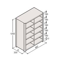 アズワン 軽量棚 ERR仕切型 H1200×W900 ×D300 有効棚 5段 2分割 67-5245-31 1個（直送品）