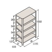 アズワン 軽量棚 ERR傾斜型 H1500×W1200×D600 有効棚 4段 67-5244-93 1個（直送品）