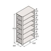 アズワン 軽量棚 ERR金網型 H1800×W1500×D450 有効棚 6段 67-5244-21 1個（直送品）