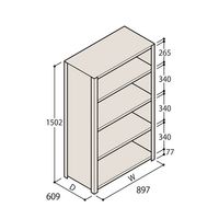 アズワン 軽量棚 ERR密閉型 H1500×W900×D600 有効棚 4段 67-5246-12 1個（直送品）