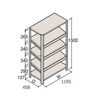 アズワン 軽量棚 ERR傾斜型 H1500×W1200×D450 有効棚 4段 67-5244-92 1個（直送品）