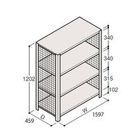 アズワン 軽量棚 ERR金網型 H1200×W1500×D450 有効棚 3段 67-5243-24 1個（直送品）