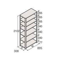 アズワン 軽量棚 ERR開放型 H2100×W900×D300 有効棚 6段 67-5242-56 1個（直送品）