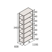 アズワン 軽量棚 ERR開放型 H2400×W1200×D600 有効棚 6段 67-5243-10 1個（直送品）
