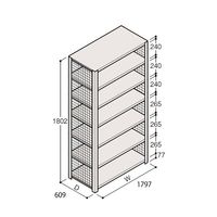 アズワン 軽量棚 ERR金網型 H1800×W1800×D600 有効棚 6段 67-5244-25 1個（直送品）