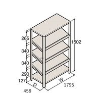 アズワン 軽量棚 ERR傾斜型 H1500×W1800×D450 有効棚 4段 67-5244-96 1個（直送品）