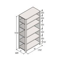 アズワン 軽量棚 ERR金網型 H1800×W1800×D600 有効棚 5段 67-5244-13 1個（直送品）