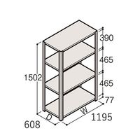 アズワン 軽量棚 ERR開放型 H1500×W1200×D600 有効棚 3段 67-5241-40 1個（直送品）