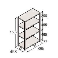 アズワン 軽量棚 ERR開放型 H1500×W900×D450 有効棚 3段 67-5241-36 1個（直送品）