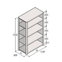 アズワン 軽量棚 ERR金網型 H1500×W1200×D600 有効棚 4段 67-5243-58 1個（直送品）