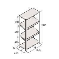 アズワン 軽量棚 ERR傾斜型 H1800×W900×D450 有効棚 3段 67-5244-98 1個（直送品）