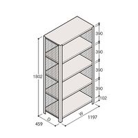 アズワン 軽量棚 ERR金網型 H1800×W1200×D450 有効棚 4段 67-5243-93 1個（直送品）
