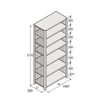 アズワン 軽量棚 ERR金網型 H2100×W1500×D300 有効棚 6段 67-5244-68 1個（直送品）