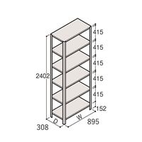 アズワン 軽量棚 ERR開放型 H2400×W900×D300 有効棚 5段 67-5242-92 1個（直送品）