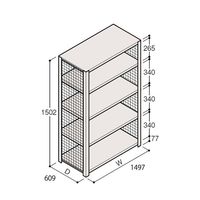 アズワン 軽量棚 ERR金網型 H1500×W1500×D600 有効棚 4段 67-5243-61 1個（直送品）