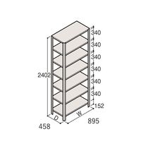 アズワン 軽量棚 ERR開放型 H2400×W900×D450 有効棚 6段 67-5243-06 1個（直送品）
