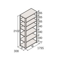 アズワン 軽量棚 ERR開放型 H2100×W1800×D300 有効棚 6段 67-5242-65 1個（直送品）