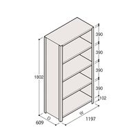 アズワン 軽量棚 ERR密閉型 H1800×W1200×D600 有効棚 4段 67-5246-51 1個（直送品）