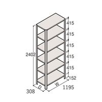 アズワン 軽量棚 ERR開放型 H2400×W1200×D300 有効棚 5段 67-5242-95 1個（直送品）