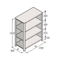 アズワン 軽量棚 ERR金網型 H1200×W1800×D450 有効棚 3段 67-5243-27 1個（直送品）