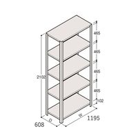 アズワン 軽量棚 ERR開放型 H2100×W1200×D600 有効棚 4段 67-5242-37 1個（直送品）
