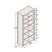 アズワン 軽量棚 ERR仕切型 H2100×W900 ×D300 有効棚 6段 2分割 67-5245-65 1個（直送品）