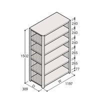 アズワン 軽量棚 ERR金網型 H1500×W1200×D300 有効棚 5段 67-5243-68 1個（直送品）